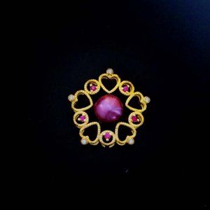 Handmade Genuine Freshwater Pear Golden Flower Necklace  Pendant for Pearl Lover